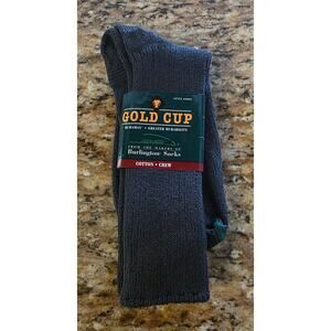 NEW Vtg Burlington Gold Cup Socks Green Seam Crew Grey Sz 6-12 1/2